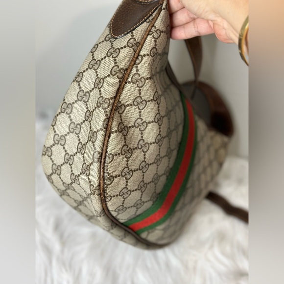 Vintage Gucci | Sherry Web Crescent Half Moon Shoulder Bag - Picture 9 of 16